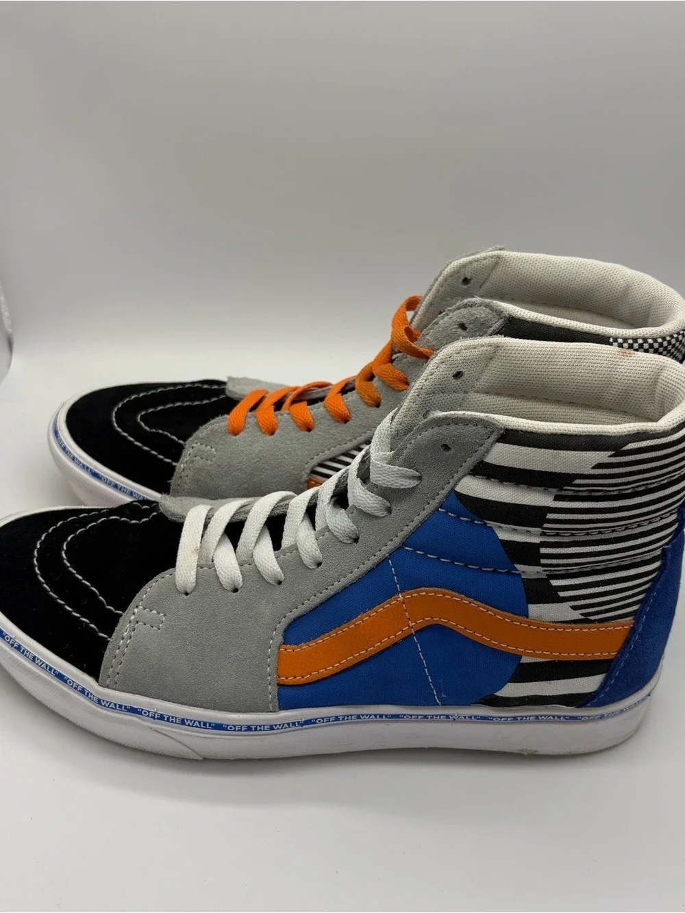Unisex Vans High Top Sneakers in Grey, Black, Blue, Orange Size M 7.5 W9